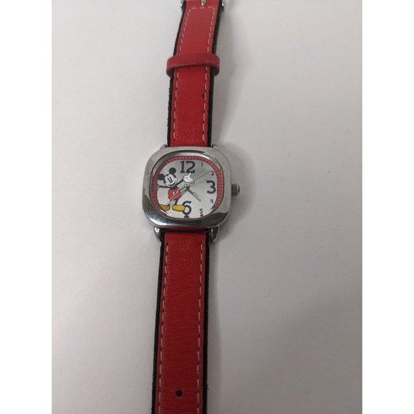 Disney Mickey Mouse Watch with Square Watch Face and Red Band - Picture 1 of 7